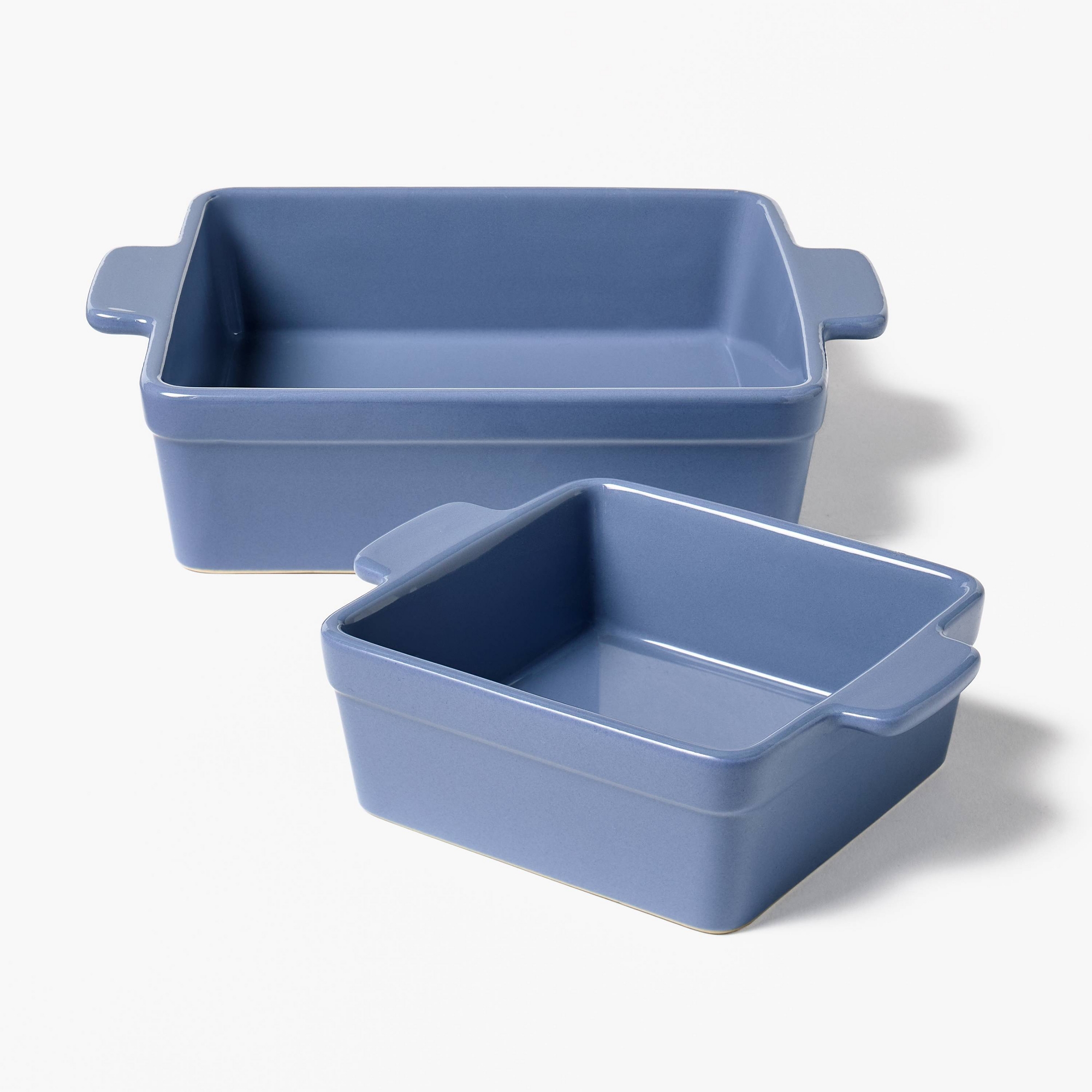 2pc Stoneware Square Baking Dish Set Blue - Figmint™