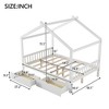 Twin/Full Size Platform Bed, House-Shaped Wooden Play Bed Frame with Headboard, Footboard, and Roof Design -ModernLuxe - 3 of 4