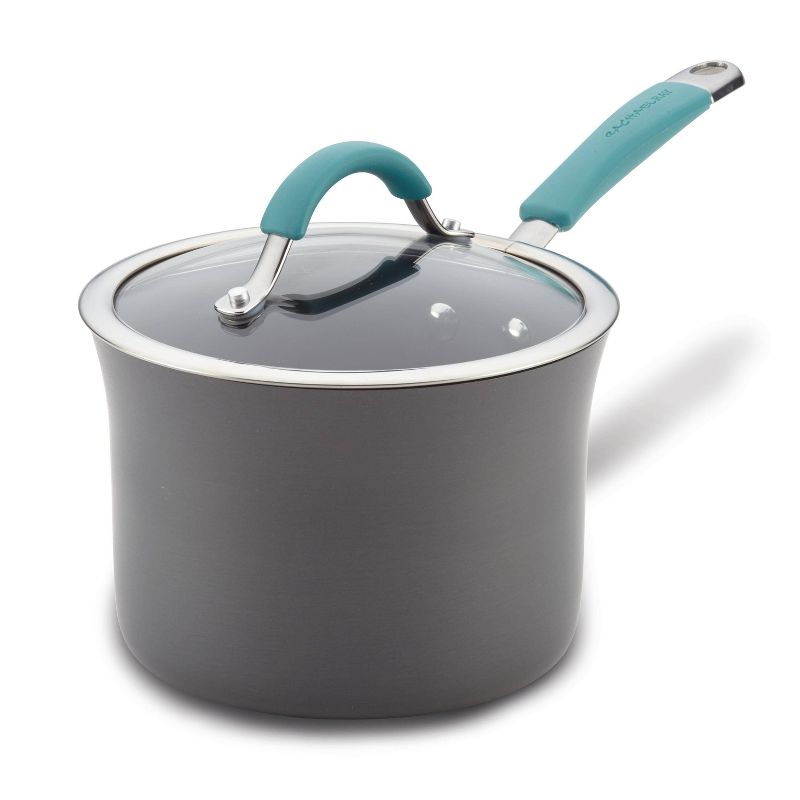 Rachael Ray Cucina 3qt Hard Anodized Nonstick Saucepan with Lid Blue Handles, 1 of 5
