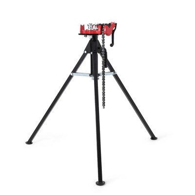 Tripod Pipe Chain Vise 1/8"-5" Capacity, Heavy Duty Pipe Stand With Foldable Steel Legs