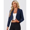 Allegra K Women's Long Sleeve Open Front Notched Lapel Business Cropped Blazers - 2 of 4