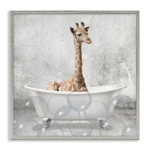 Stupell Industries Baby Giraffe Bath Time, 17" x 17" - 1 of 4