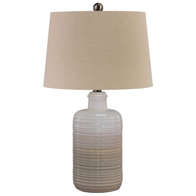 Set of 2 Taupe and White Ceramic Table Lamps