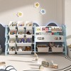 VYNXARIA Kids Toy Storage Organizer with 2-Tier Bookshelf and 12 Bins, Blue, Ideal for Playroom and Classroom - 3 of 4