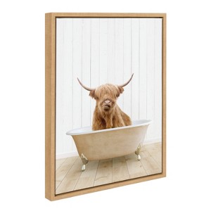 18" x 24" Sylvie Highland Cow Farmhouse Bath Framed Canvas by Amy Peterson - Kate & Laurel All Things Decor - 1 of 4