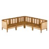 5-Piece Outdoor Sectional Sofas Set,V-Shaped Acacia Wood Patio Sectional with Cushions,Wicker Outdoor Sectional Sofa for Balcony-Coolbibila - 3 of 4