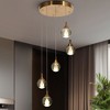 LNC Dandelion 3-Lights 16.5" Luxury and Glam Cluster Teardrop Glass Integrated LED Chandelier, Polished Gold - 2 of 4