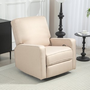 HOMCOM Recliner Chair for Adults, Adjustable Single Sofa with Thick Cushion, Breathable Fabric Glider Rocker Recliner Chair for Living Room, Beige - 1 of 4
