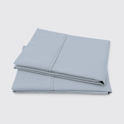 Light Blue Cotton Standard Pillowcase Set with Sateen Weave