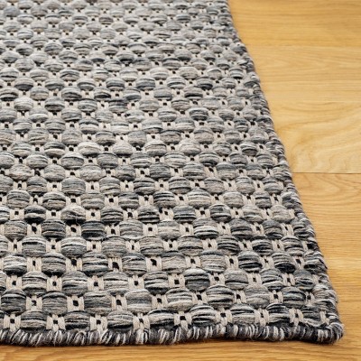 Handmade Gray Wool Rectangular Flatweave Rug, 5' x 8'