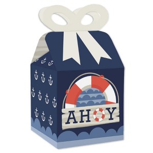 Big Dot of Happiness Ahoy - Nautical - Square Favor Gift Boxes - Baby Shower or Birthday Party Bow Boxes - Set of 12 - 1 of 4