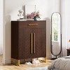 ORRD Shoe Storage Cabinet with Bench Top, Modern 6-Tier Entryway Organizer with Doors & Drawer, Walnut & Gold Finish, Adjustable Shelves - 4 of 4