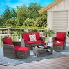 Outdoor 6 Piece Furniture Set, All Weather PE Rattan Sofa Set with Chairs and Table, Armrest Sofas With Cushions and Ottoman-Coolbibila - 2 of 4