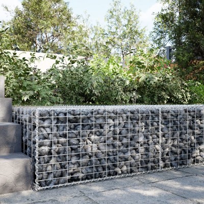 vidaXL Gabion Basket Silver Galvanized Iron 78.7 x 19.7 x 19.7 in