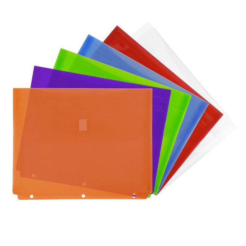 JAM Paper 9 1/2&#39;&#39; x 1 1/4&#39;&#39; x 11 1/2&#39;&#39; 6pk Plastic Binder Envelopes with Easy Closure, 3 Hole Punch, 2 of 5