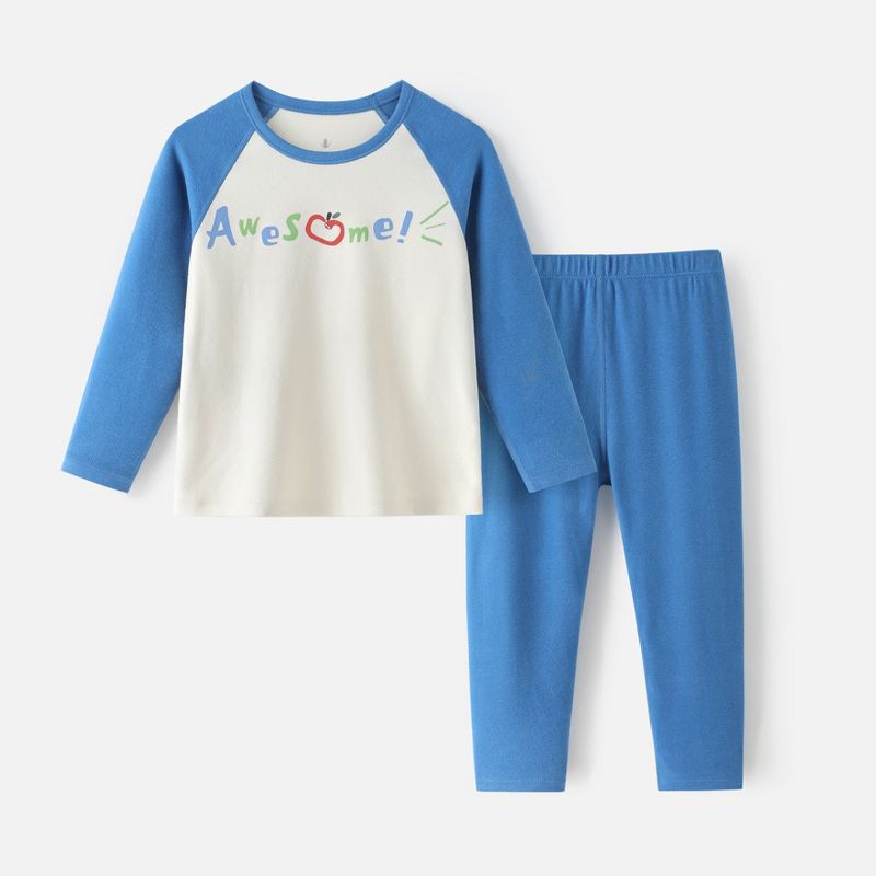 Boys' 2pc Long Sleeve Thermal Pajama Set - Blue Blue 100cm (2yr-3yr)
