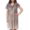 YafeMarte Women's Silky Feeling Cap Sleeves Nightgown with a Floral Lace Design - 3 of 4