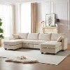 VYNXARIA 113.5 inch Modular Sectiona Corduroy Sofa,U Shaped Sectional Couch with Storage Ottoman,6 Seats Convertible Sectionals with Chaise,Beige - 4 of 4