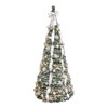 Moda Furnishings Flocked Pop-Up Christmas Tree with Warm White UL Lights Pre-Decorated with Ornaments, Snowflakes, Ribbons & Large Bow - 3 of 4