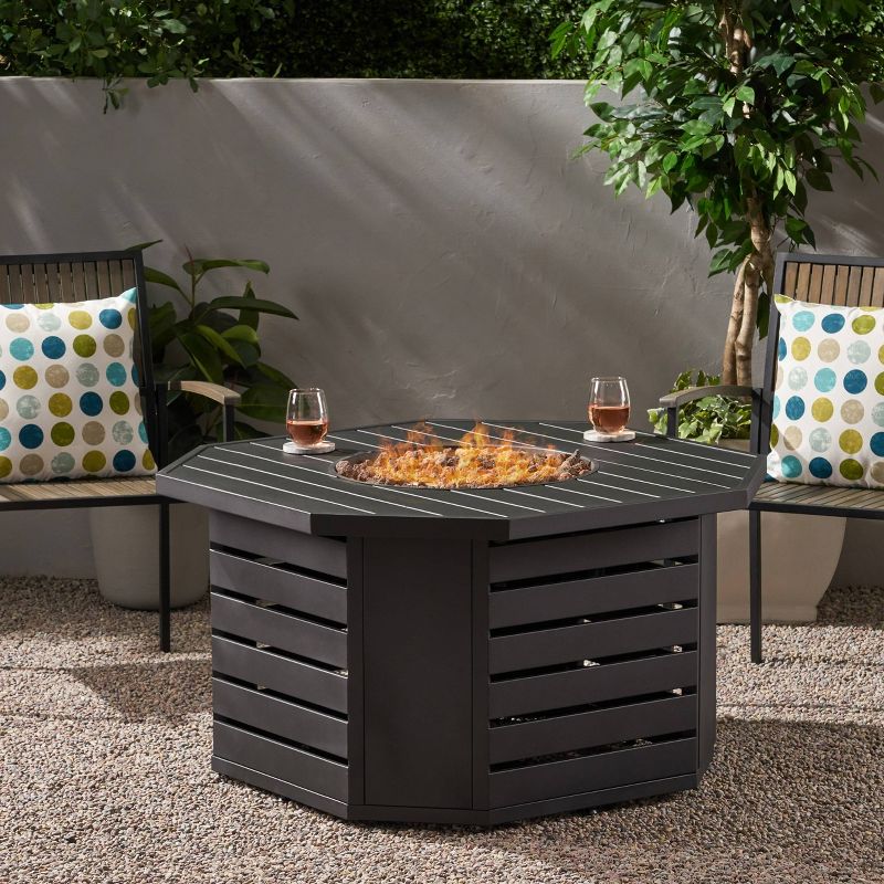 Rene Octagonal 45&#34; Gas Fire Pit - Christopher Knight Home, 1 of 9