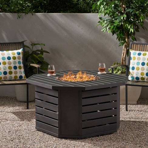 Rene Octagonal 45 Gas Fire Pit, Target Outdoor Fire Pit Tables