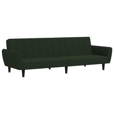 vidaXL 2-Seater Sofa Bed in Dark Green Velvet - Contemporary Velvet Loveseat/Sleeper Couch with Easy Conversion and Wooden Frame