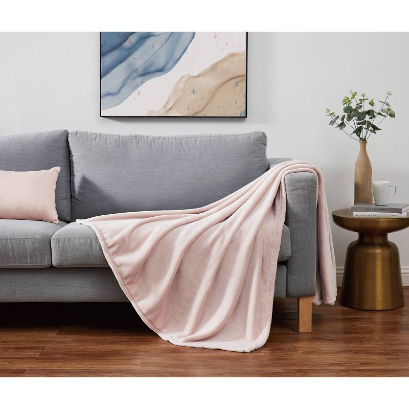 50&#34;x60&#34; Solid Plush Throw Blanket Blush - Cannon, 3 of 6
