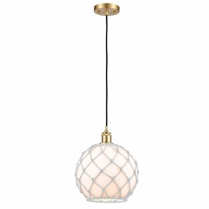 Farmhouse Rope - 1 Light Cord Hung Mini Pendant In Industrial Style-13 Inches Tall and 10 Inches Wide - 1 of 1