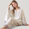 Anna-Kaci Lounge Women's Woven Two-Piece Pajama Set with Floral Print Contrast Trim and Relaxed Button Down Top - 2 of 4