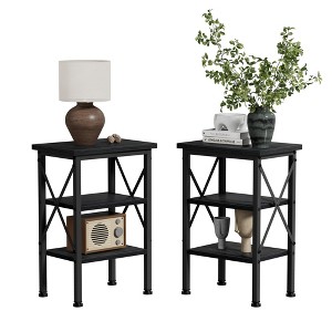 VECELO Modern X-Design Nightstand Set of 1/2, 3-Tier Bedside Tables with Storage Shelves, Small End Side Tables for Bedroom, Living Room, or Office - 1 of 4