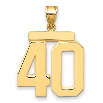 Black Bow Jewelry 14k Yellow Gold, Athletic Collection, Large Polished Number 40 Pendant