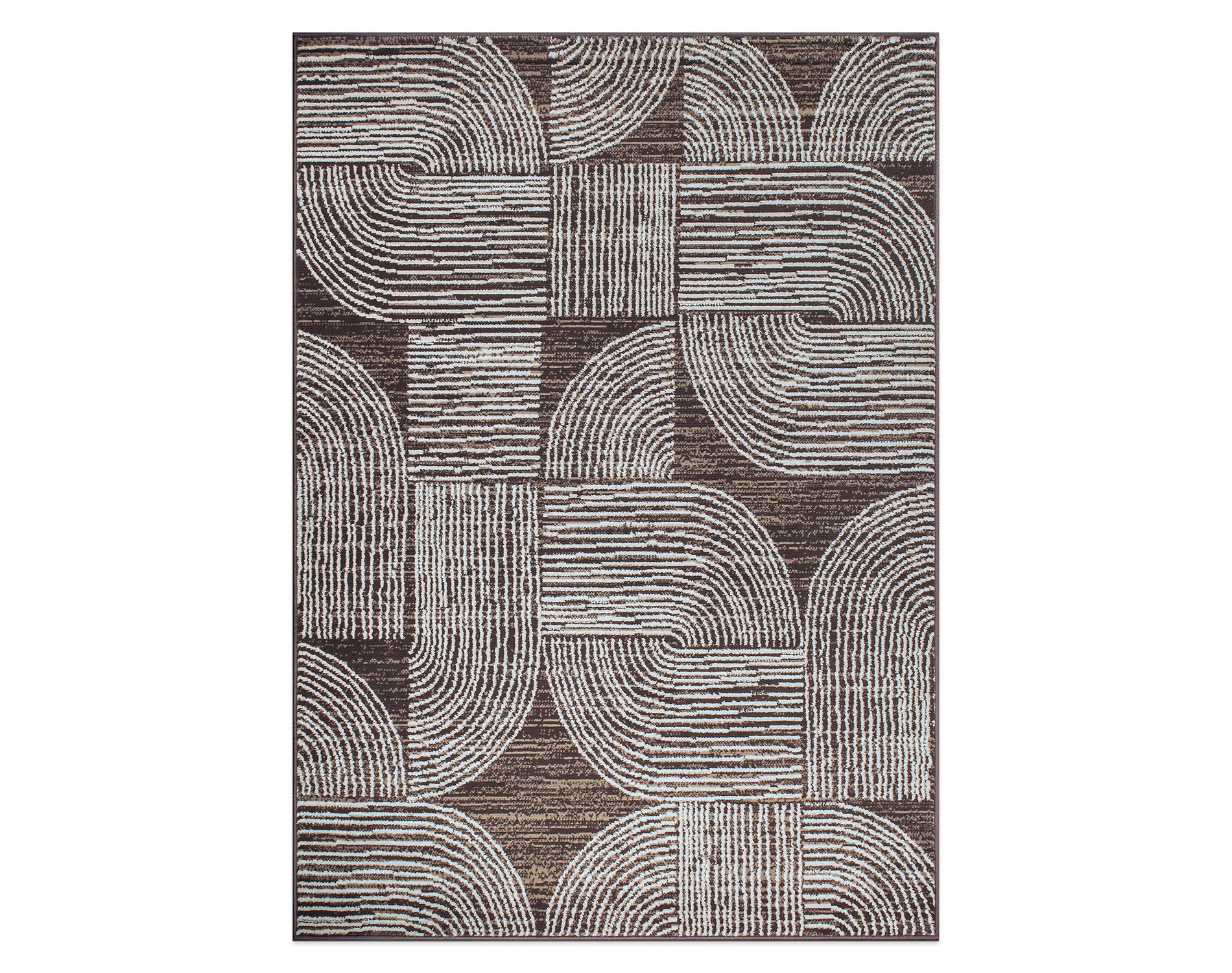 World Rug Gallery Geometric Arch Area Rug - BROWN 5'X7':  Abstract Pattern,  Rectangle,  Low Pile,  Stain & Fade Resistant