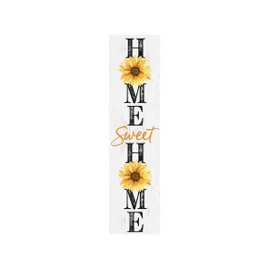 HomeRoots 36" White Black And Yellow Solid Wood Sunflowers Home Sweet Home Porch Sign - 1 of 4