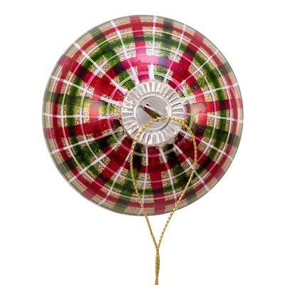 Plaid Glitter Glass Christmas Ball Ornaments Set of Six