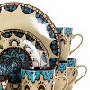 16pc Stoneware Earth and Water Dinnerware Set Blue/Taupe - Elama: Dishware Set, Service for 4, Microwave & Dishwasher Safe - 3 of 4