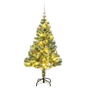 vidaXL Artificial Christmas Tree Green and White PET, Metal, PVC 70.9 in - 1 of 4