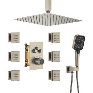 CASAINC 6-Spray 12 Inches Thermostatic Daul Shower Heads Ceiling Mount Fixed and Handheld Shower Head 2.5 GPM - 1 of 4