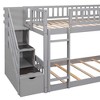 NicBex Twin over Twin Bunk Bed Pine Bed Frame with Storage Stairs, Guardrail, Convertible Slide and Ladder, No Box Spring Required - 4 of 4