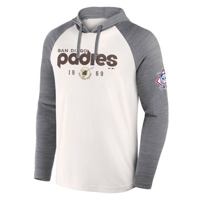 MLB San Diego Padres Men's White Long Sleeve Lightweight Bi-Blend Hooded Sweatshirt