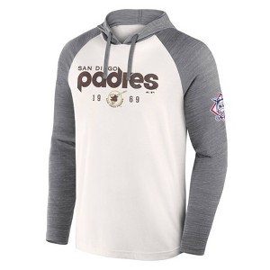 MLB San Diego Padres Men's White Long Sleeve Lightweight Bi-Blend Hooded Sweatshirt - 1 of 3