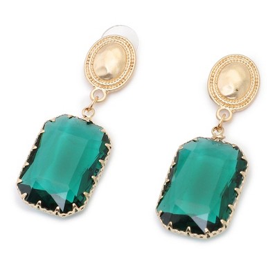 SOHI Women's Green  Stone Drop Earrings
