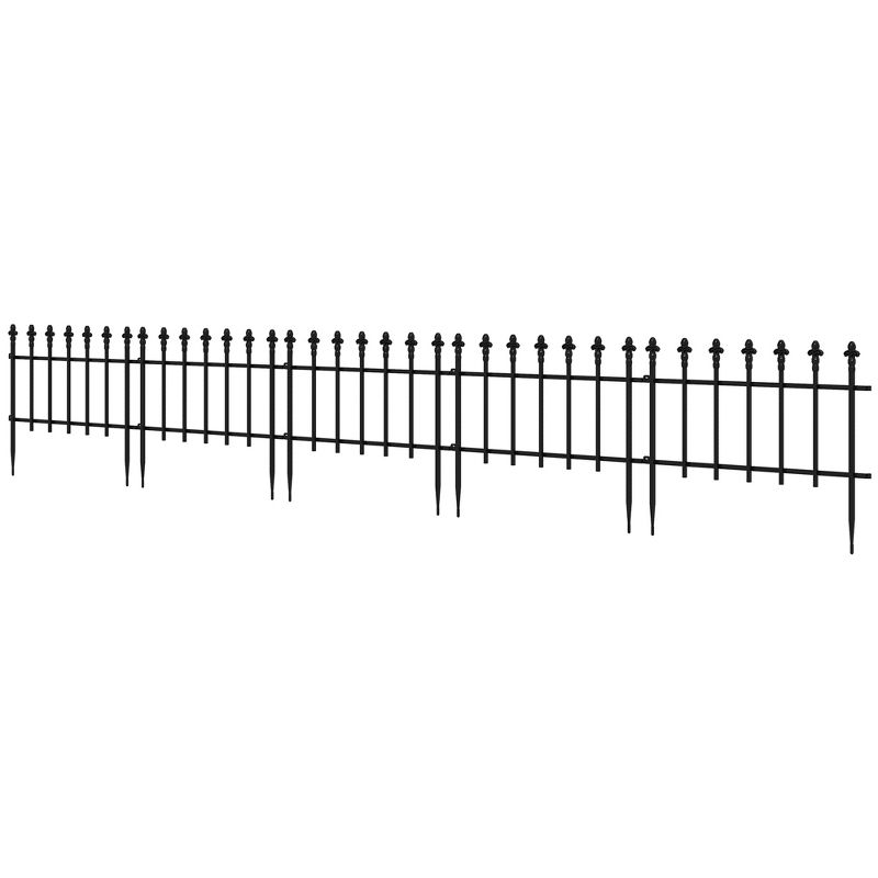 Outsunny Metal Decorative Garden Fence, 9.2' x 17.25" 5 Pack Steel Fence Panels, Decorative Border Fence for Landscape, Flower Bed, Animals, 4 of 7