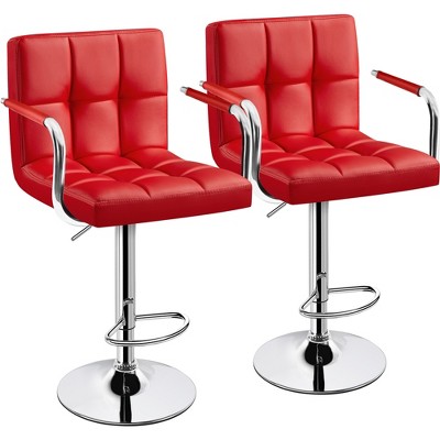 Yaheetech 2pcs Swivel Adjustable Bar Stools with Large Steel Pedestal Base for Bar Counter