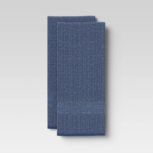 2pk Cotton Waffle Terry Kitchen Towels Dark Blue - Threshold™