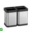 2x5.3 Gal (2x20L) Dual Compartment Open Top Trash Can Stainless Steel Recycling & Waste Bin - 2 of 4