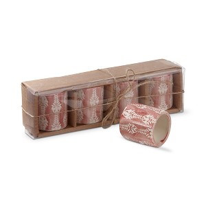 tagltd Bloom & Blossom Pink Stoneware Napkin Ring Set Of 4 - 1 of 2