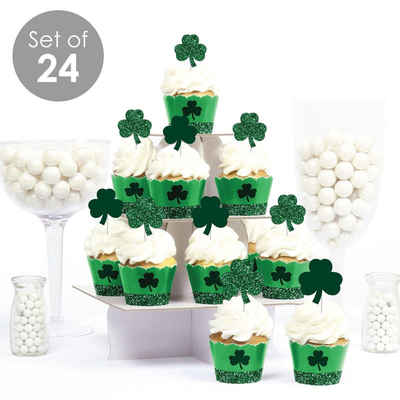 Big Dot of Happiness St. Patrick's Day - Cupcake Decoration - Saint Paddy's Day Party Cupcake Wrappers and Treat Picks Kit - Set of 24, 2 of 9