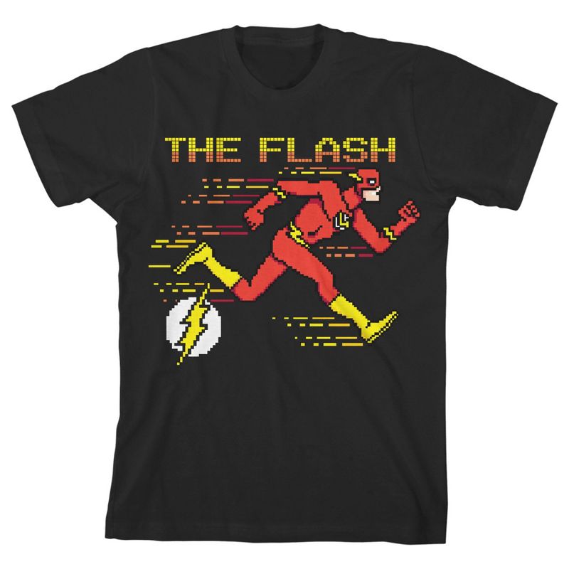 The Flash Pixel Art Black Graphic Tee Toddler Boy to Youth Boy, 1 of 4