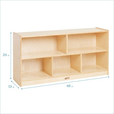 Natural Birch 5-Compartment Mobile Storage Cabinet with Casters