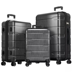 SUGIFT 3 Piece Hardshell Luggage Sets Checked Spinner PC & ABS Suitcase with YKK Zipper and TSA Lock - 1 of 4